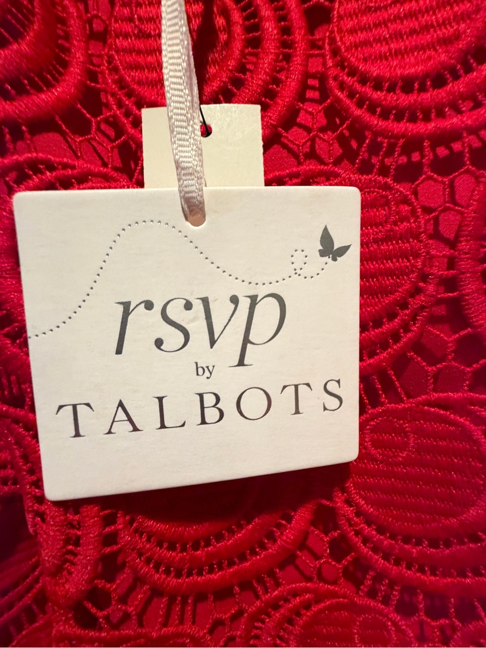 Women’s RSVP by Talbots Red Lace Blouse Scalloped Hem Lined Formal Top NWT sz 18 - Picture 2 of 5